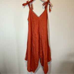 Women’s Burnt Orange Linen Made in Italy Oversized Overalls